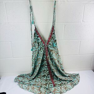 NWT Lupus Accessories Green Silk Blend Sleeveless Dress Tropical Women One Size